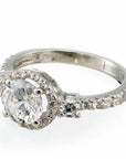 1.25 Carat Round Cubic Zirconia Halo Engagement Ring In Sterling Silver - Boutique Pavè