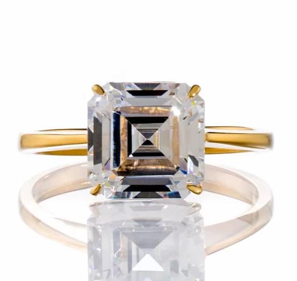 2 Carat Asscher Cut Solitaire Cubic Zirconia Engagement Ring In Sterling Silver - Boutique Pavè