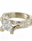 2 Carat Princess Cut and Pave Cubic Zirconia Split Band Engagement Ring In Sterling Silver - Boutique Pavè