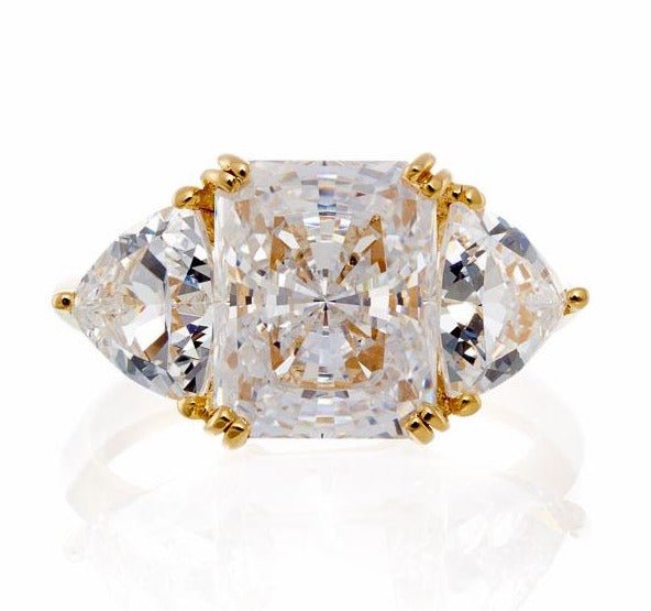 2 Carat Radiant and Trillion Cut Cubic Zirconia Engagement Ring In Sterling Silver - Boutique Pavè