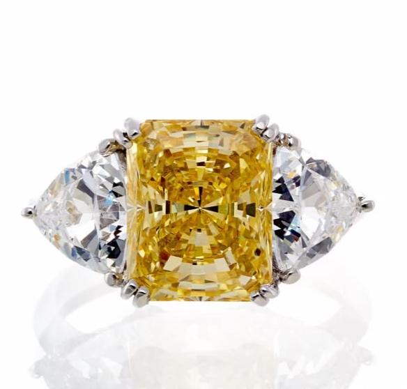 2 Carat Radiant Canary Cubic Zirconia Gold Engagement Ring In Sterling Silver - Boutique Pavè