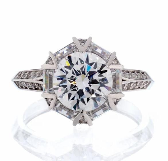 2 Carat Round Fancy Cubic Zirconia Engagement Ring In Sterling Silver - Boutique Pavè