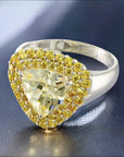 2 Carat Trillion Cut Canary Cubic Zirconia Halo Engagement Ring In Sterling Silver - Boutique Pavè