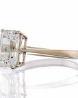 3 Carat Emerald Cut Cubic Zirconia Solitaire Engagement Ring - White Gold Plated Sterling Silver - Boutique Pavè