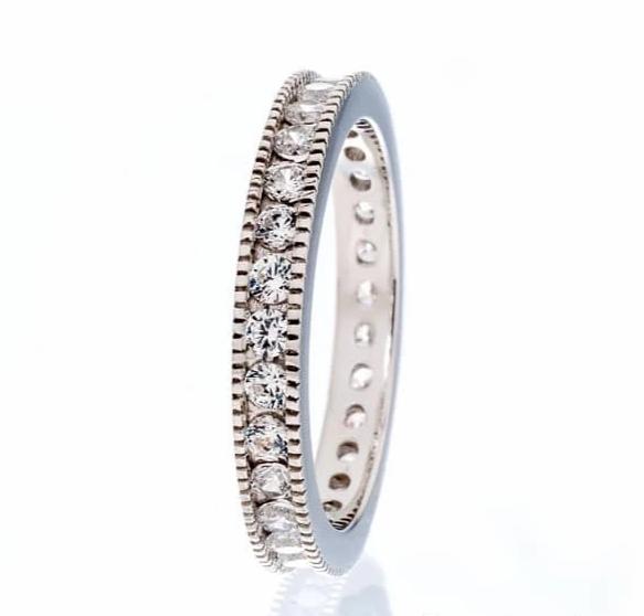 Antique Inspired Cubic Zirconia Eternity Band In Sterling Silver - Boutique Pavè
