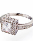 Antique Inspired Princess Cut Bezel Set Cubic Zirconia Engagement Ring - Boutique Pavè