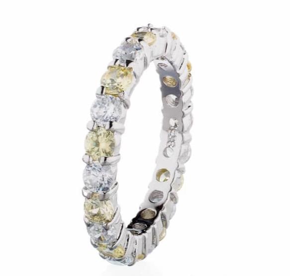 Breathtaking Canary Cubic Zirconia Eternity Band Set In Sterling Silver - Boutique Pavè