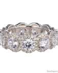 Brilliant Round Cut Cubic Zirconia Halo Eternity Band In Sterling Silver - Boutique Pavè