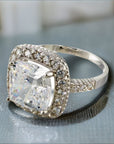 Cushion Cut Cubic Zirconia Halo Engagement Ring In Sterling Silver - Boutique Pavè