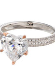 Heart Cut Cubic Zirconia and Round Cut Pave Engagement Ring In Sterling Silver - Boutique Pavè