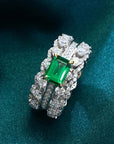 Luxurious Emerald and Round Cut Cubic Zirconia Eternity Band - Boutique Pavè