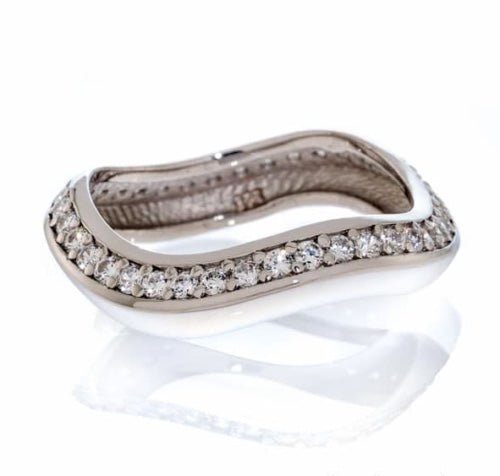 Modern Design Pave Round Cut Cubic Zirconia Channel Set Eternity Band In Sterling Silver - Boutique Pavè