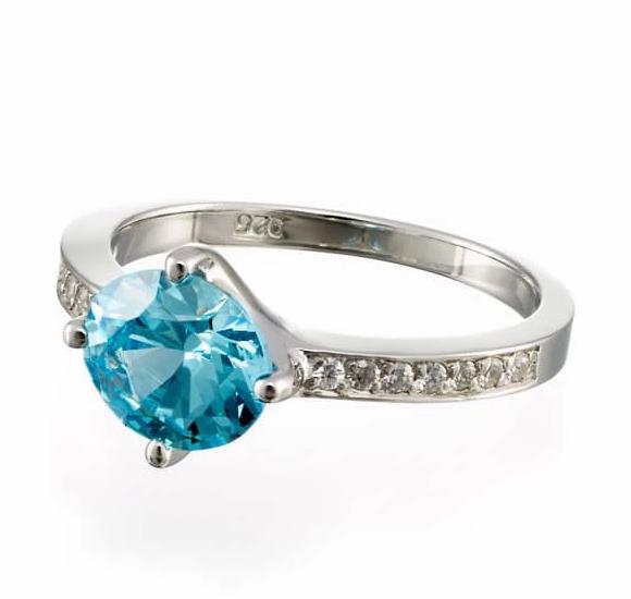Oval Cut Blue Cubic Zirconia Pave Engagement Ring In Sterling Silver - Boutique Pavè