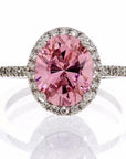 Pink Cubic Zirconia Halo Engagement Ring In Sterling Silver - Boutique Pavè