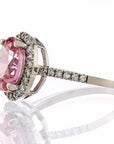 Pink Cubic Zirconia Halo Engagement Ring In Sterling Silver - Boutique Pavè