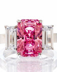 Pink Radiant Cut Cubic Zirconia Engagement Ring In Sterling Silver - Boutique Pavè