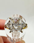 Radiant Cut Triangle Accent Cubic Zirconia Engagement Ring In Sterling Silver - Boutique Pavè