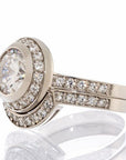 Round Cubic Zirconia Halo Engagement Wedding Ring Set In Sterling Silver - Boutique Pavè