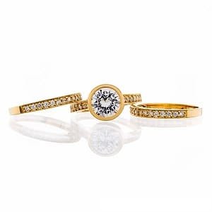 Round Cubic Zirconia Triple Band Bridal Set In Sterling Silver In Sterling Silver - Boutique Pavè