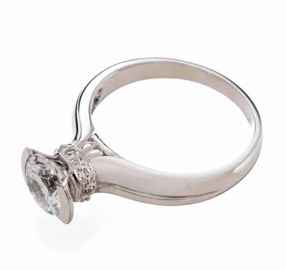 Semi-Bezel Set Simple Cubic Zirconia Engagement Ring In Sterling Silver - Boutique Pavè
