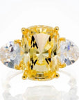 Unique Chunky Cushion Cut Canary Cubic Zirconia Engagement Ring In Yellow Gold Plated Sterling Silver - Boutique Pavè