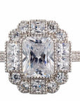 Vintage Radiant Cut Cubic Zirconia Engagement Ring In Sterling Silver - Boutique Pavè