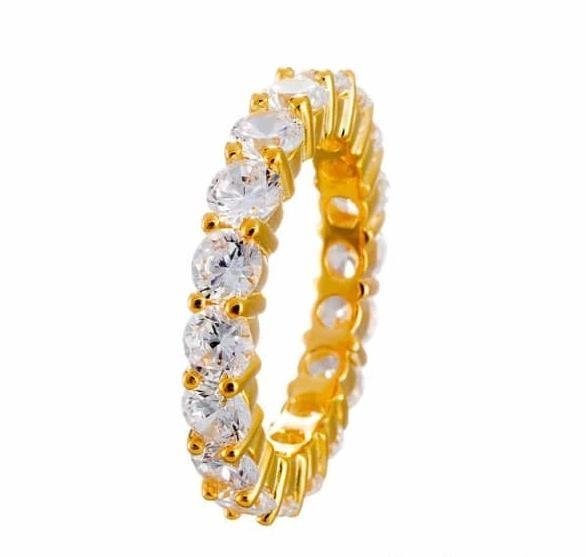 Wholesale 3 Carat Classic Round Cut Cubic Zirconia Eternity Band in Yellow Gold Plated Sterling Silver - Boutique Pavè