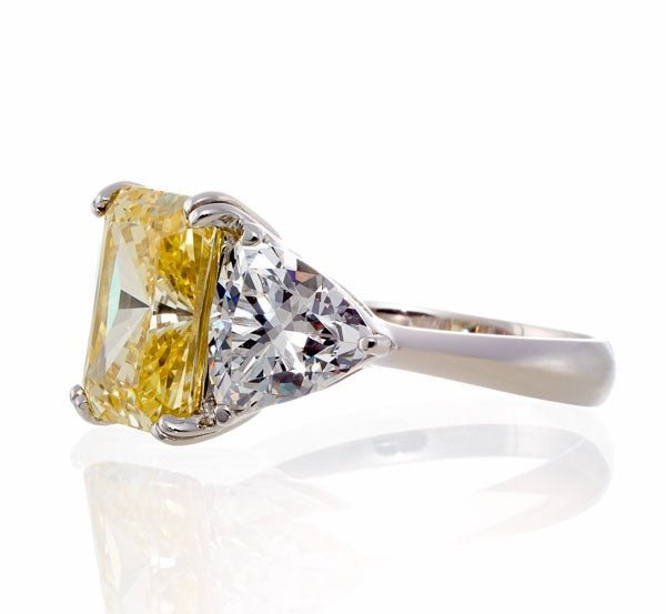 Wholesale 9 Carat Chunky Cushion Cut Canary CZ Engagement Ring-White Gold Plated Sterling Silver - Boutique Pavè