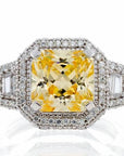 Wholesale Princess Cut Canary Cubic Zirconia Engagement Ring - White Gold Plated Sterling Silver - Boutique Pavè