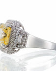 Wholesale Princess Cut Canary Cubic Zirconia Engagement Ring - White Gold Plated Sterling Silver - Boutique Pavè