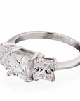 Wholesale Princess Cut Three Stone Cubic Zirconia Engagement Ring In Sterling Silver - Boutique Pavè